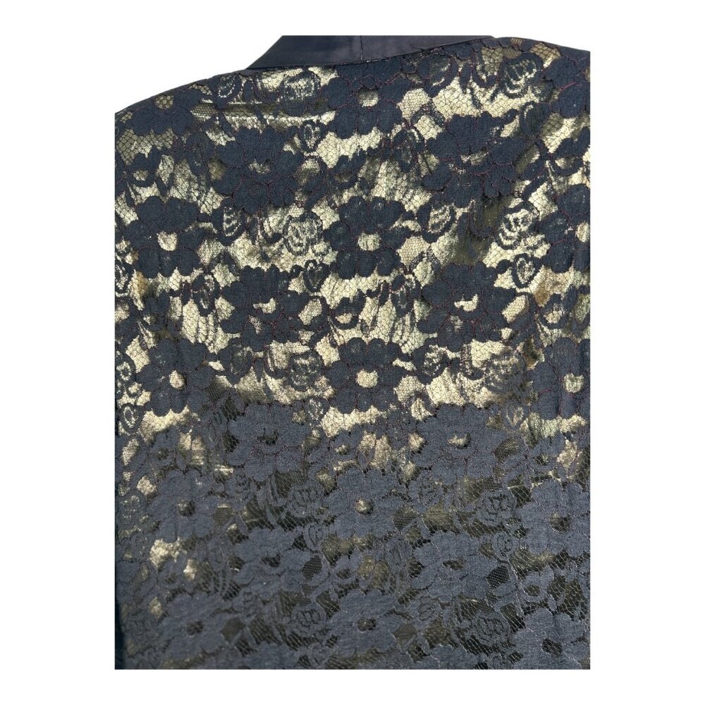 Vtg Laundry (Le) By Shelli Segal Black Gold Foil Blazer Sz S Holiday New Year's - Picture 4 of 9